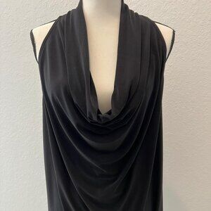 Express Draped Cowl Neck Racerback Tank in Black - SZ L